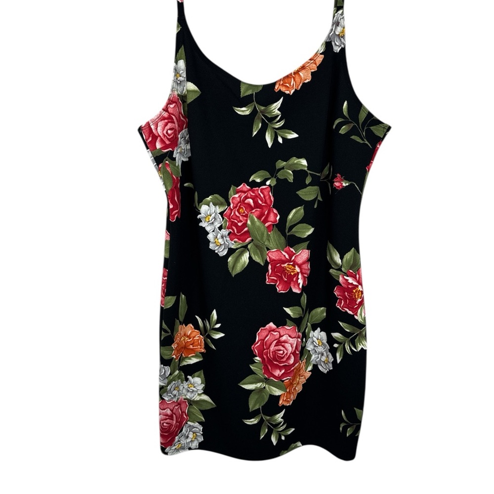 Zenobia Black Camisole with Red and White Floral Design